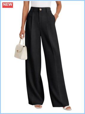 NIMIN Womens High Waisted Wide Leg Dress Trousers with Pockets Work Pants